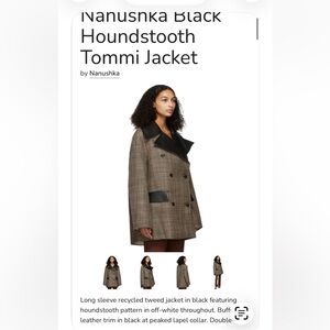 Nanushka Tommi houndstooth blazer jacket S